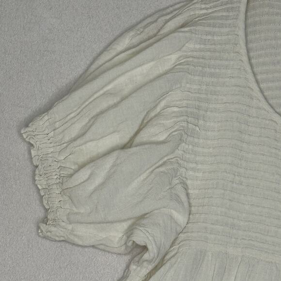 Free People Elsie Top Sz S Cream Puffy Sleeved Baby Doll Smocked Cottagecore - Picture 8 of 9